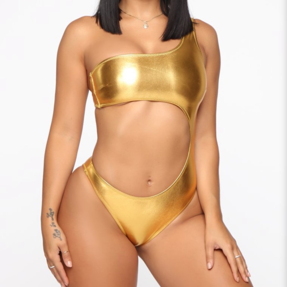 Gold one piece swimsuit